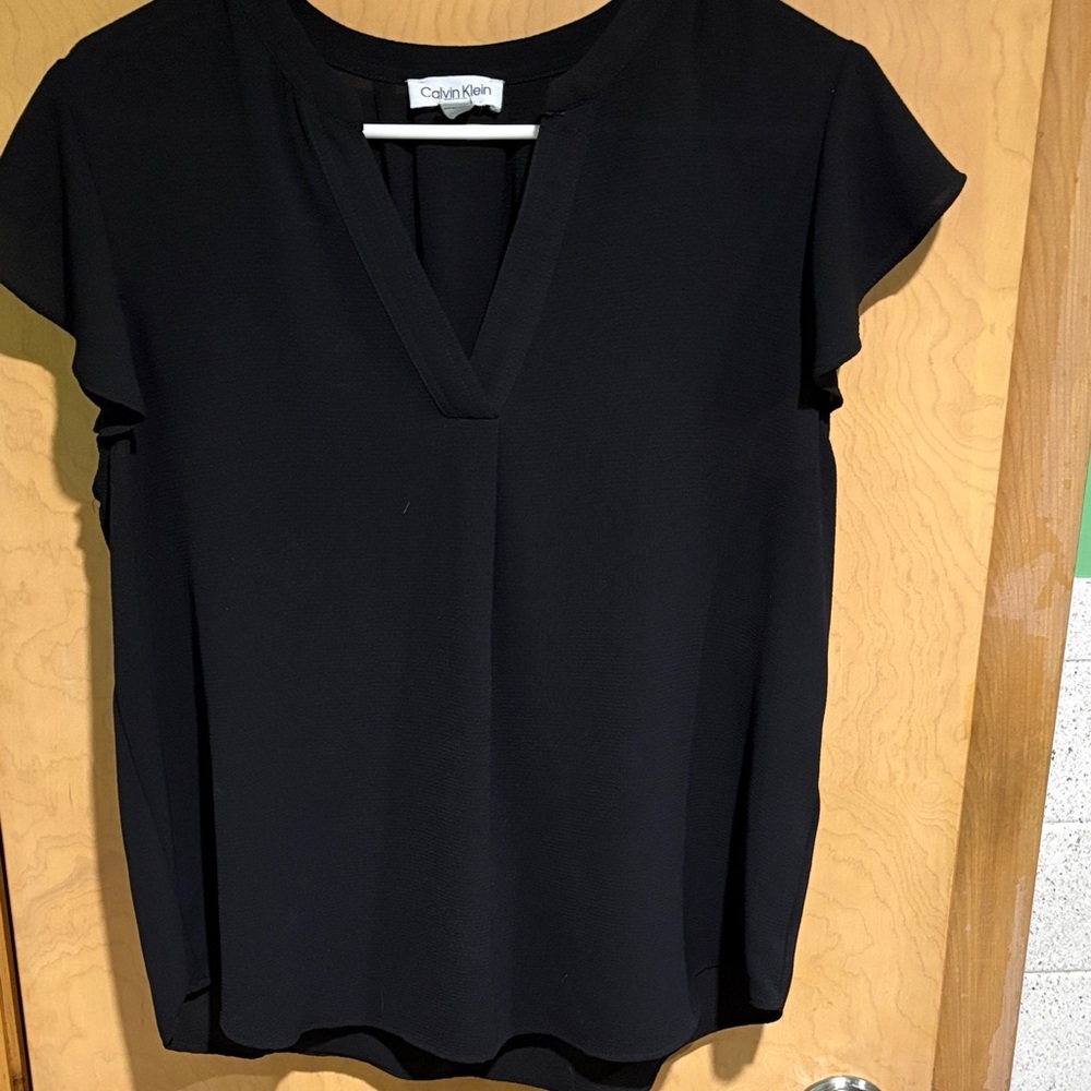 Calvin Klein Women's Black V-neck Blouse